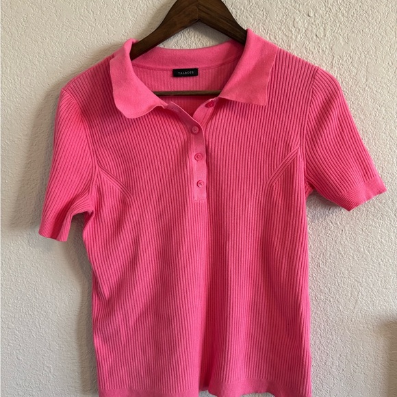 Talbots Ribbed Pink Polo - Picture 2 of 4